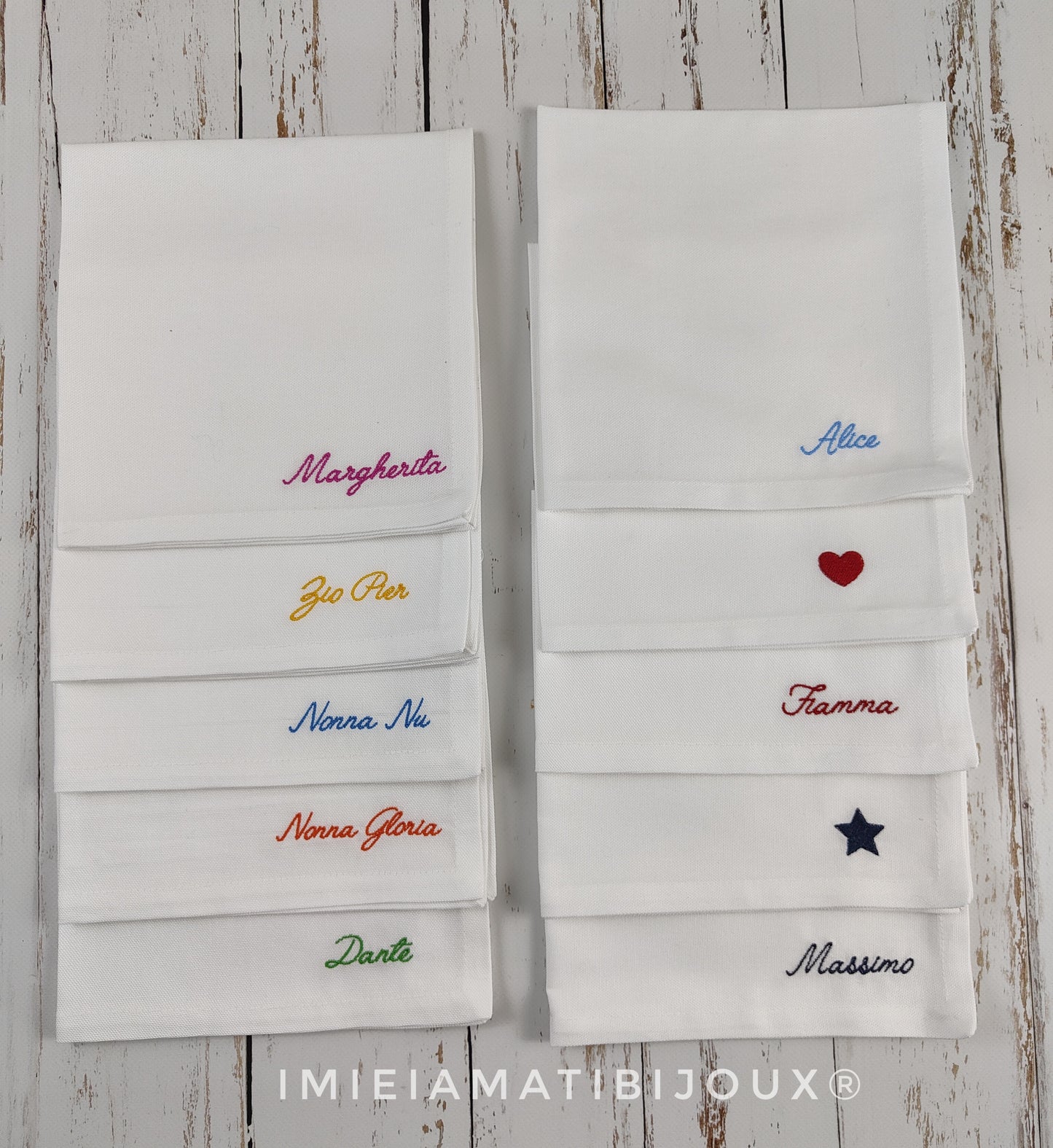 Tovaglioli in cotone personalizzati con ricamo del nome