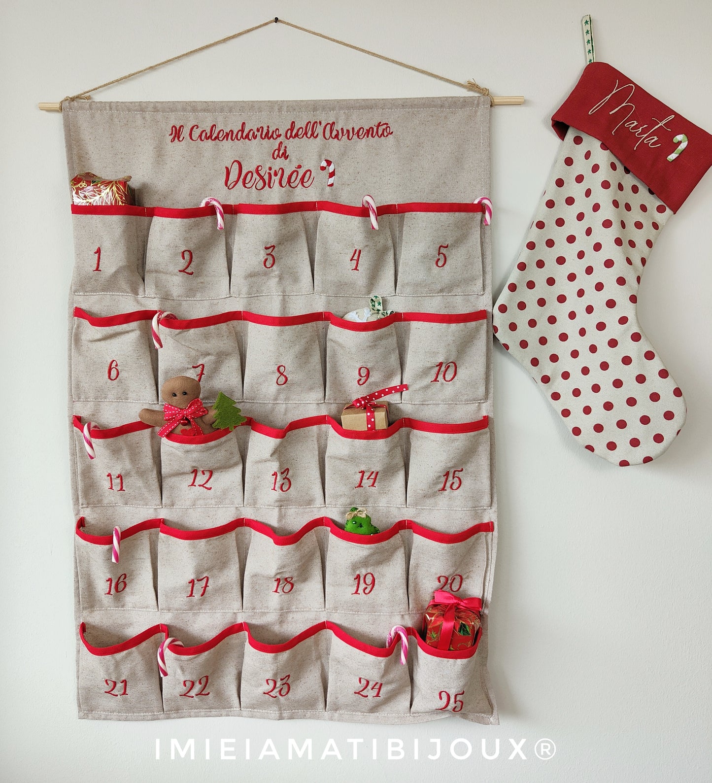 Calendario dell'avvento personalizzato in vari colori