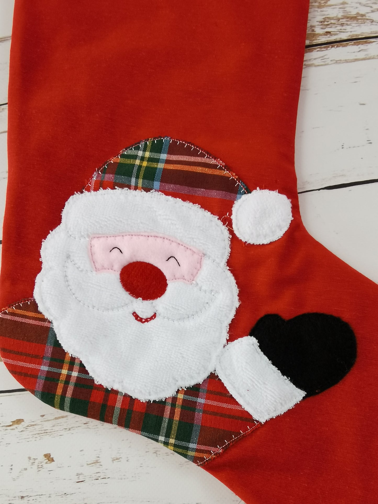 Calze della befana decorate e cucite a mano babbo natale, pinguino, renna e pupazzo di neve.