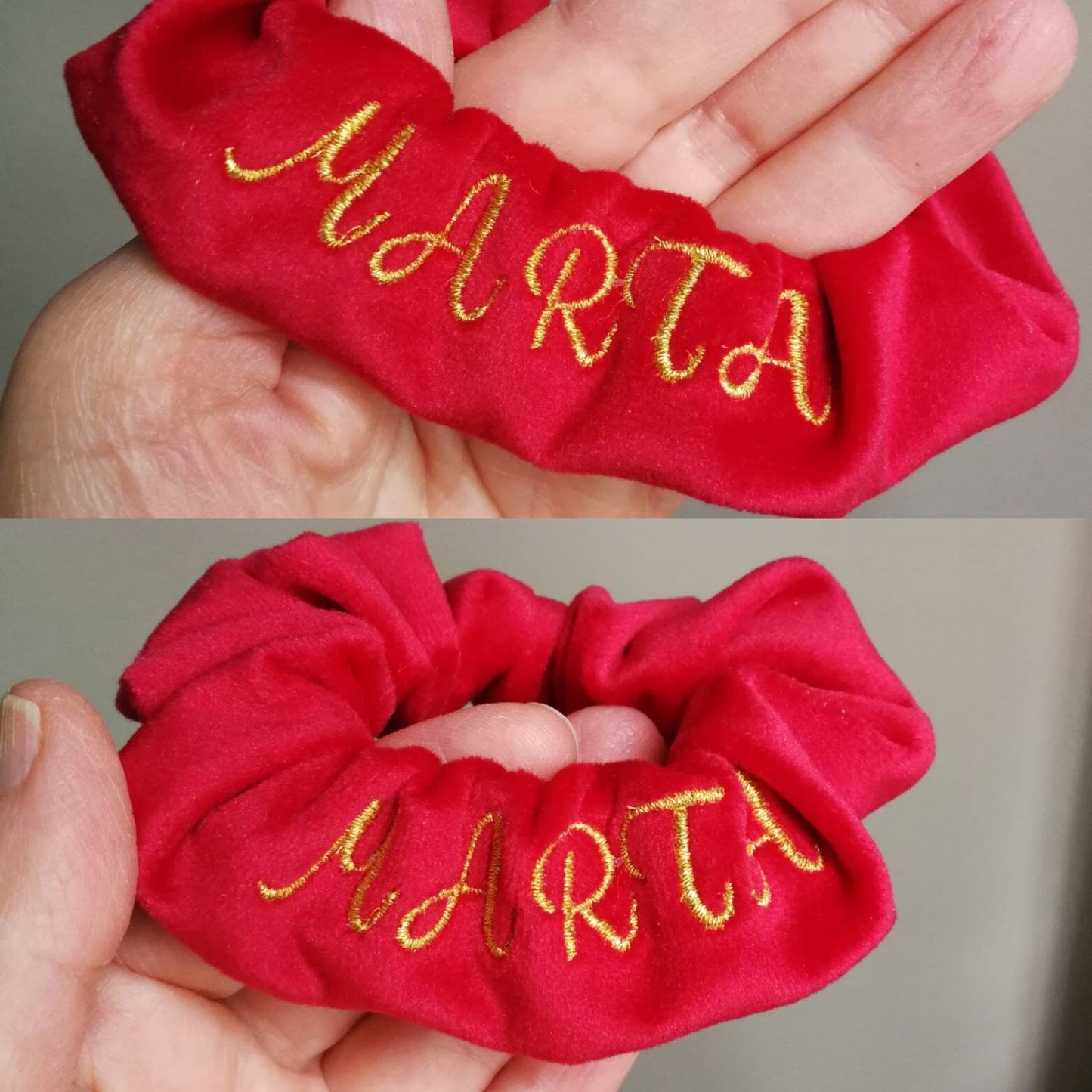 Scrunchies elastici per capelli colorati personalizzati ricamati col nome o senza