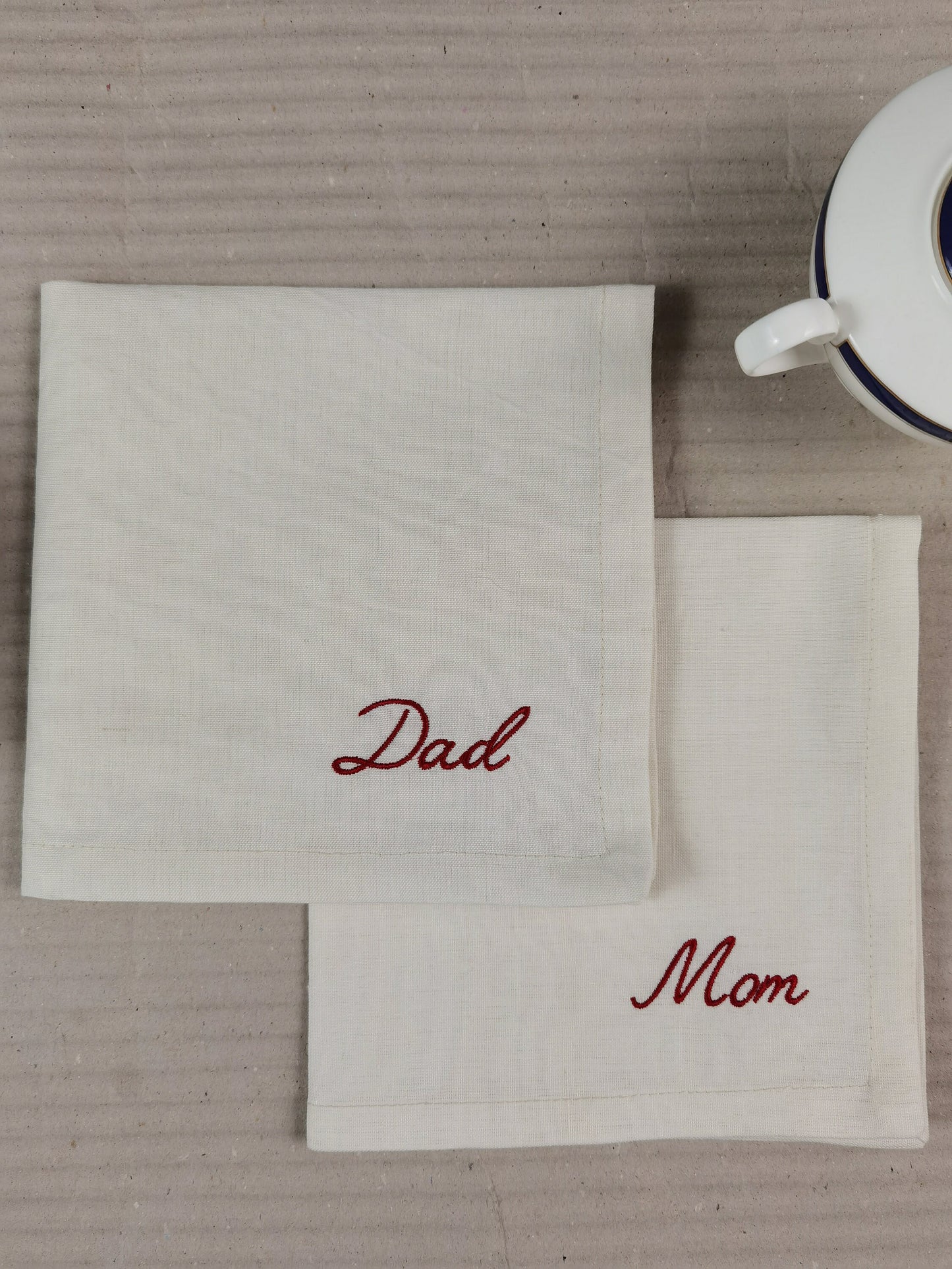 Tovaglioli in cotone personalizzati con ricamo del nome