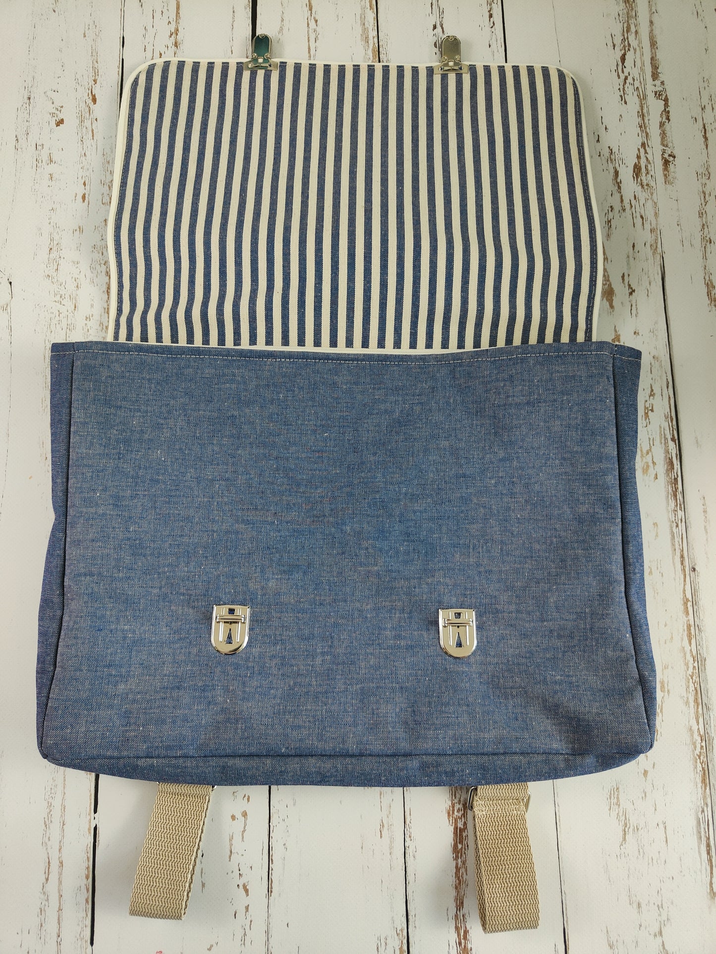 Cartella per asilo vintage personalizzata | Zainetto scuola infanzia fatto a mano | Cartella bimbi con ricamo nome