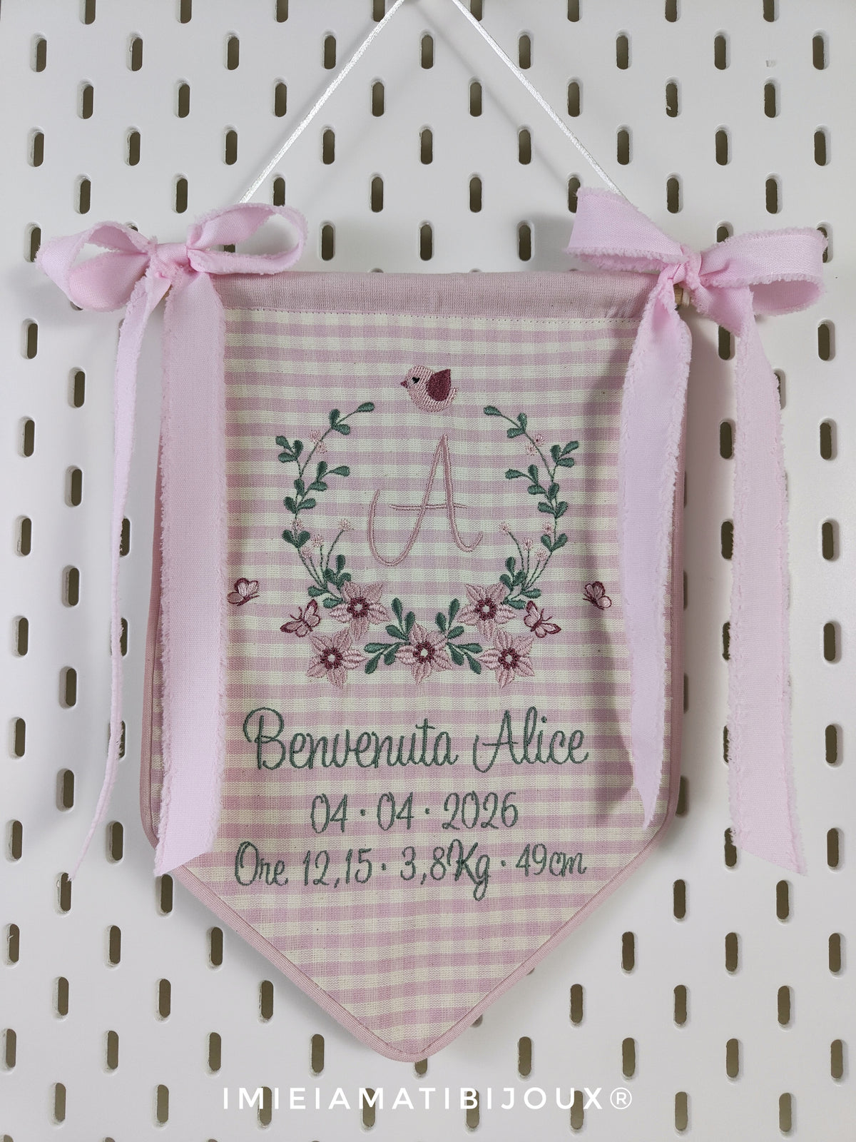 Banner festone nascita personalizzato con data peso lunghezza del bimbo