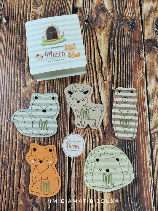 Scatolina a fiammifero Personalizzata animali del bosco Calamita e Tag Nascita – Bomboniera per Nascita Battesimo Comunione Compleanno