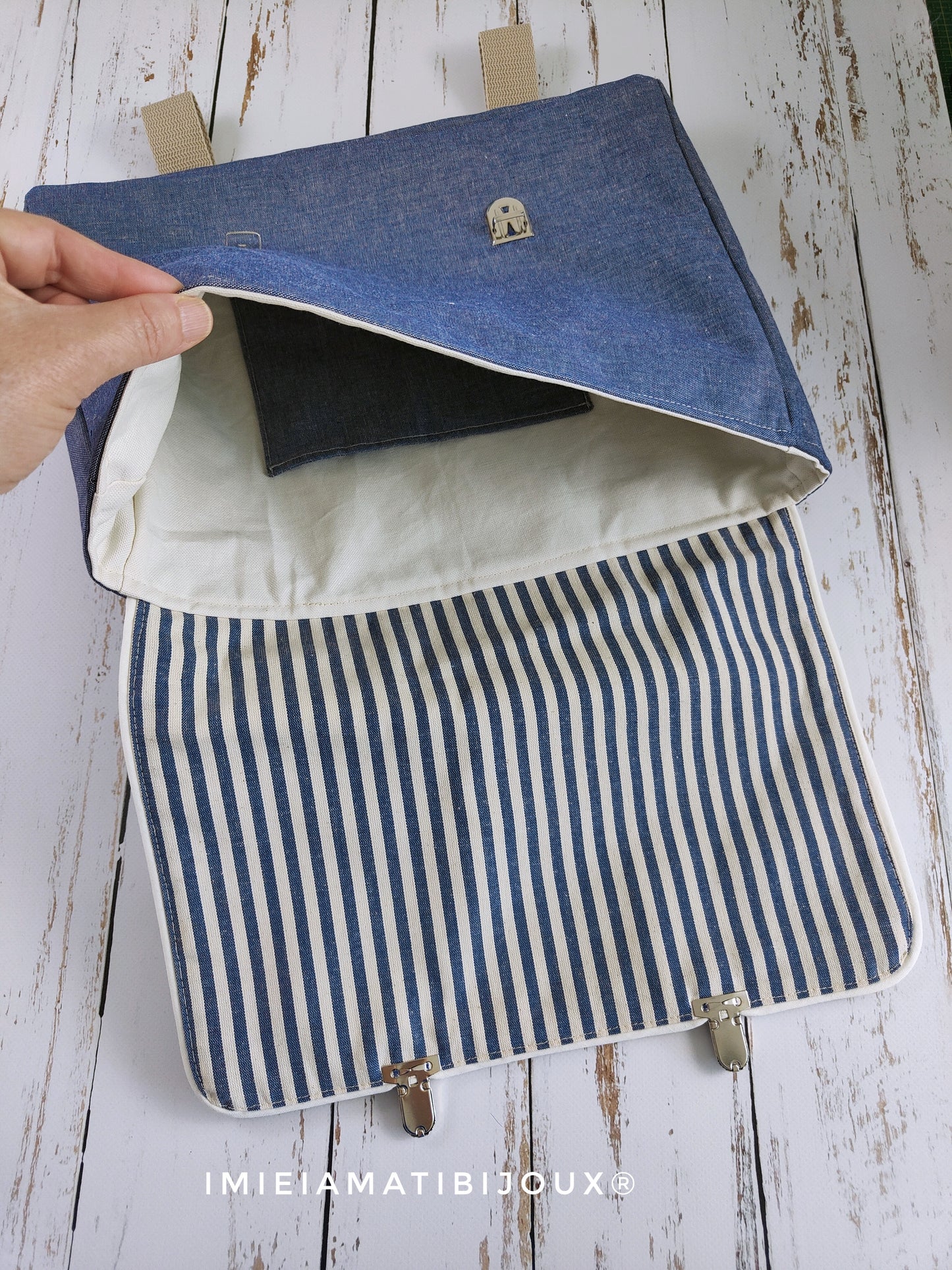 Cartella per asilo vintage personalizzata | Zainetto scuola infanzia fatto a mano | Cartella bimbi con ricamo nome