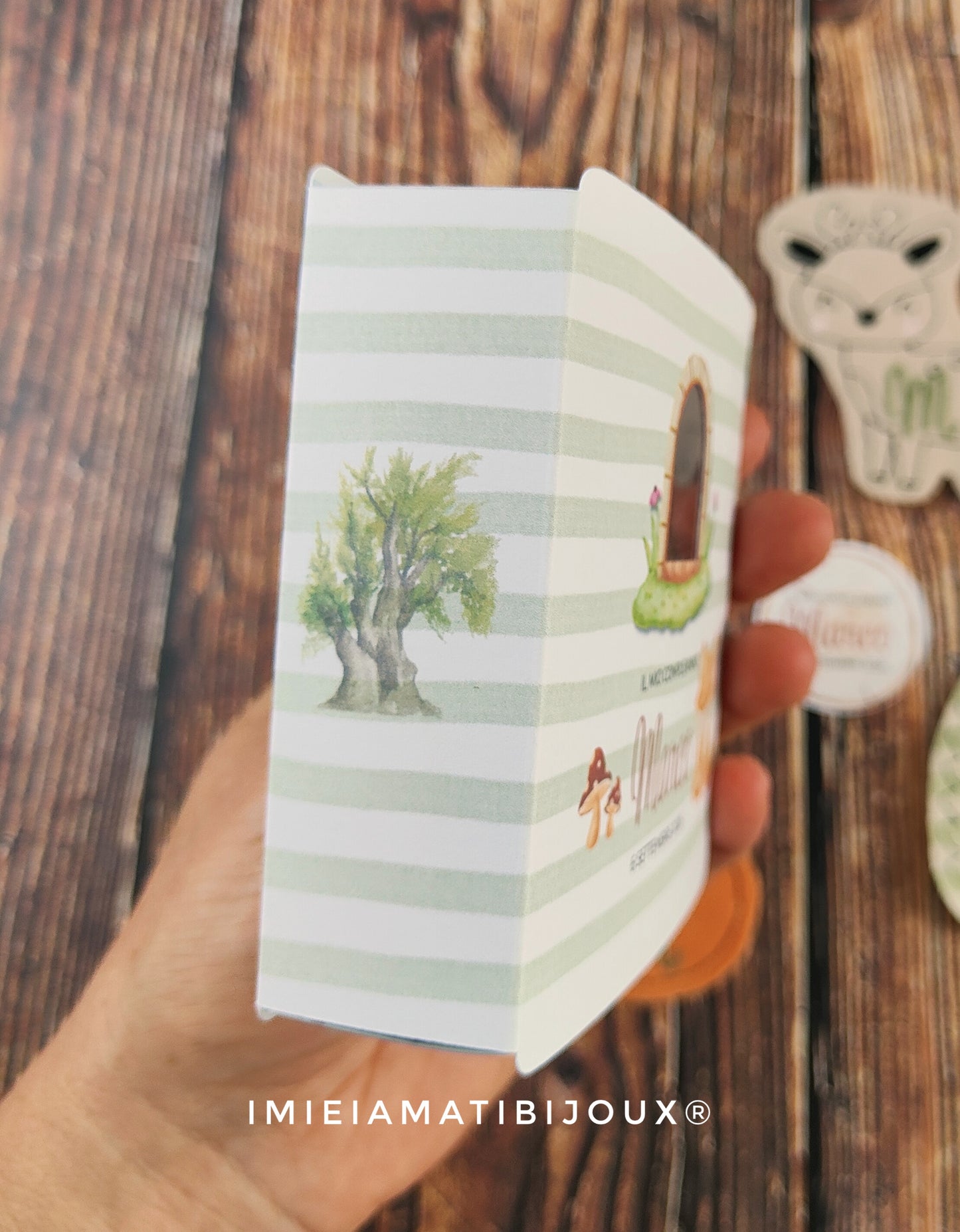 Scatolina a fiammifero Personalizzata animali del bosco Calamita e Tag Nascita – Bomboniera per Nascita Battesimo Comunione Compleanno