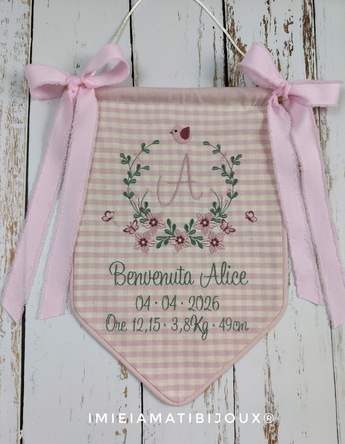 Banner festone nascita personalizzato con data peso lunghezza del bimbo