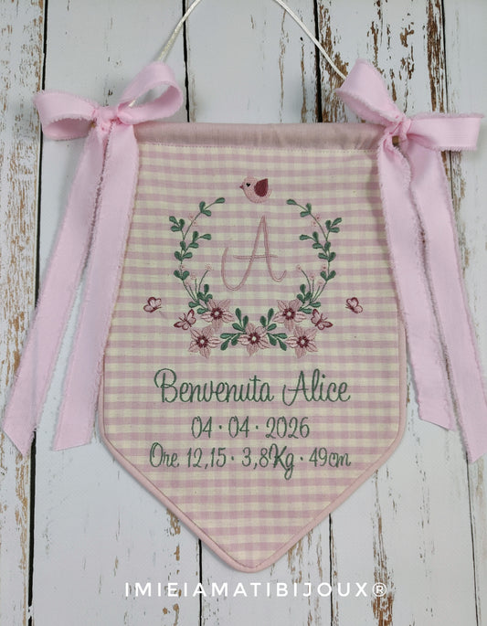 Banner festone nascita personalizzato con data peso lunghezza del bimbo