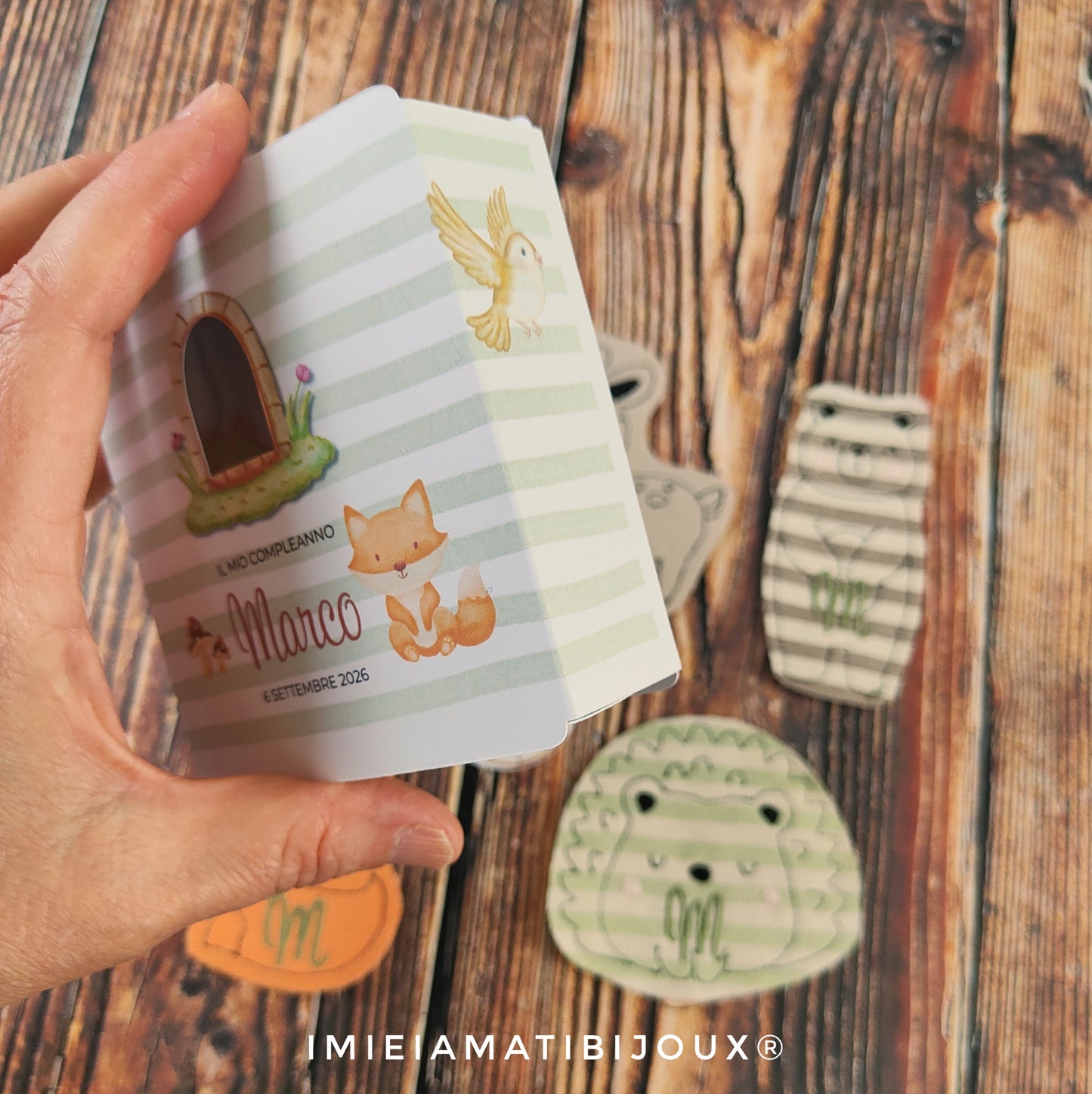 Scatolina a fiammifero Personalizzata animali del bosco Calamita e Tag Nascita – Bomboniera per Nascita Battesimo Comunione Compleanno